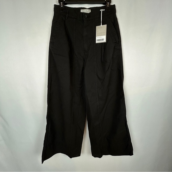 NEW Everlane Crop Black Wide Straight Leg Cargo Pants Cotton Linen Blend Size 6 - Picture 5 of 16